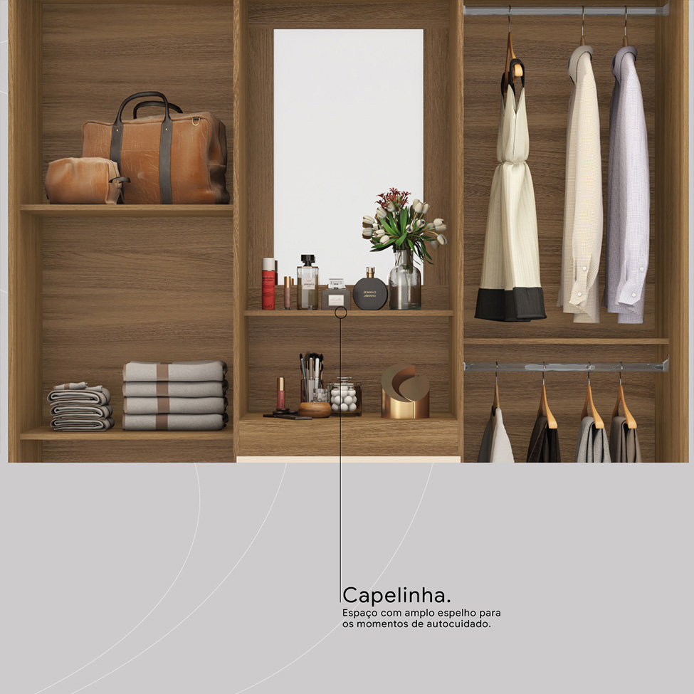 Guarda-Roupa Solteiro Embers 4 Portas 2 Gavetas Amêndola e Off White