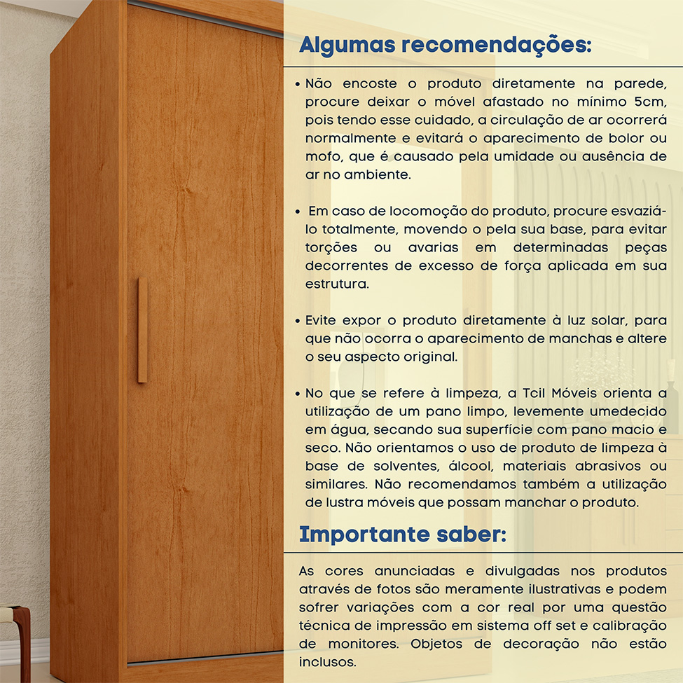 Guarda-Roupa Solteiro Firenze Flex 2 Portas 2 Gavetas Cinamomo e Off White