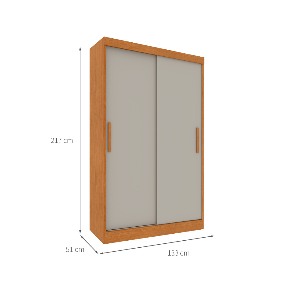 Guarda-Roupa Solteiro Firenze Flex 2 Portas 2 Gavetas Cinamomo e Off White