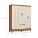 Guarda-Roupa Solteiro Flash 6 Portas 2 Gavetas Amêndola e Off White