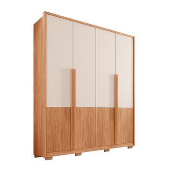 Guarda-Roupa Solteiro Francis Ripado 6 Portas 4 Gavetas Freijó e Off White