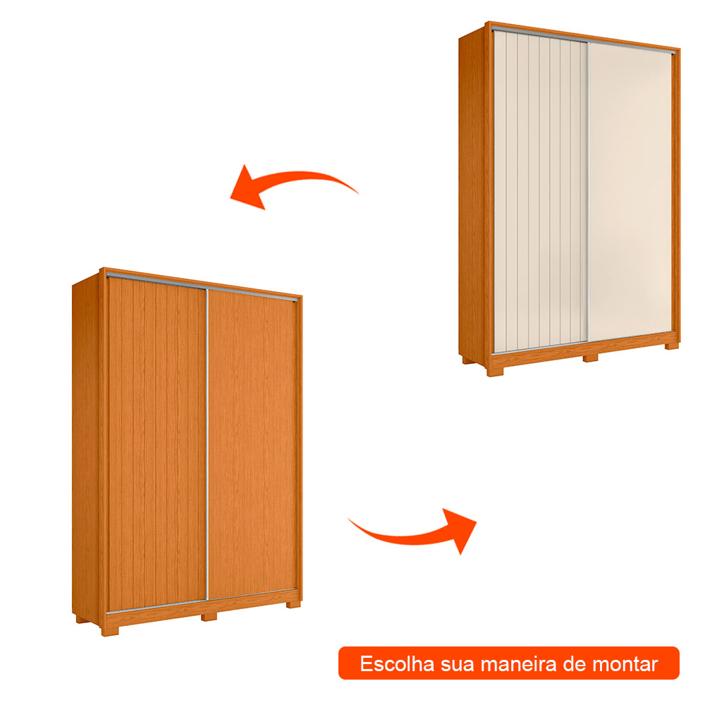 Guarda-Roupa Solteiro Frizatto Flex 2 Portas 3 Gavetas Cinamomo e Off White