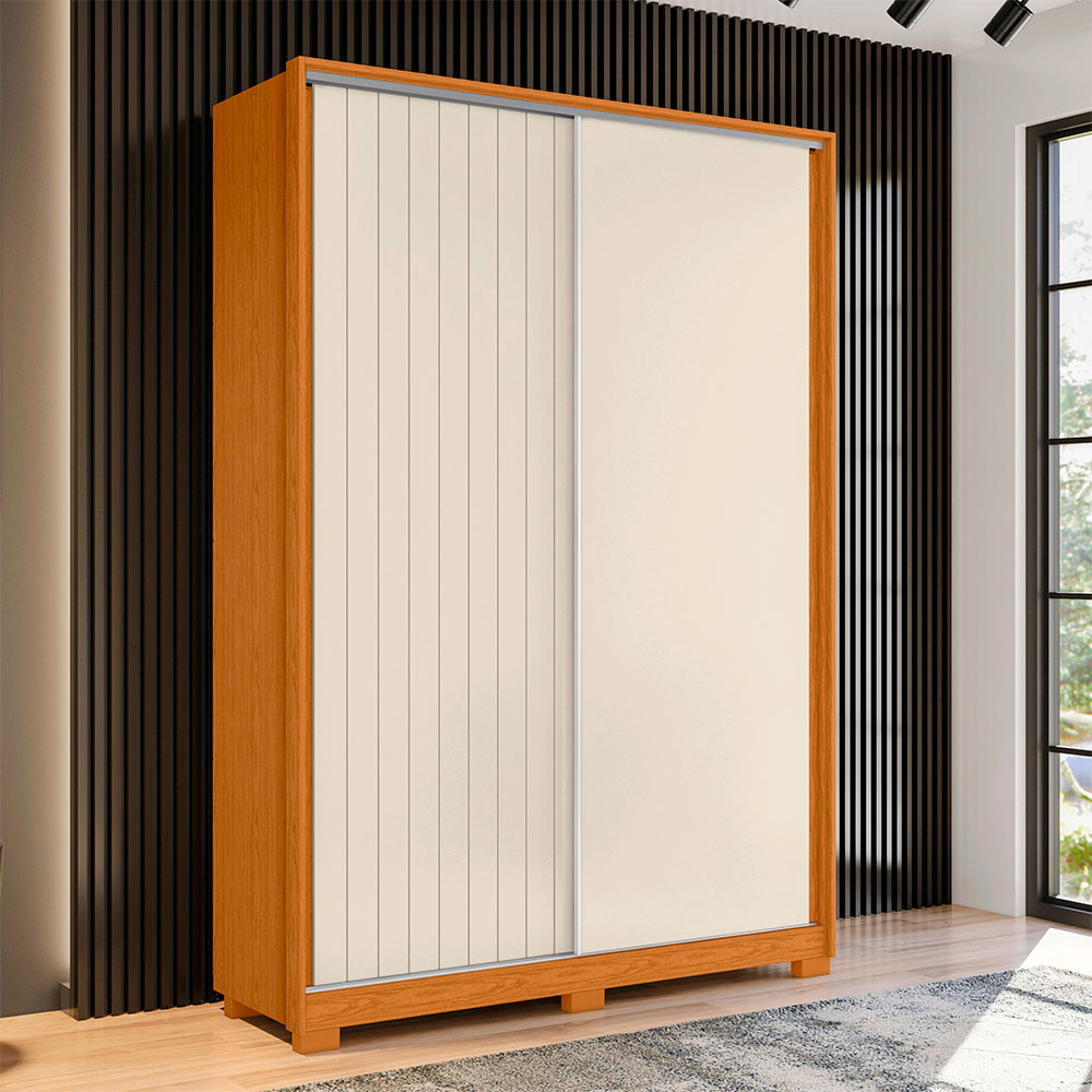 Guarda-Roupa Solteiro Frizatto Flex 2 Portas 3 Gavetas Cinamomo e Off White