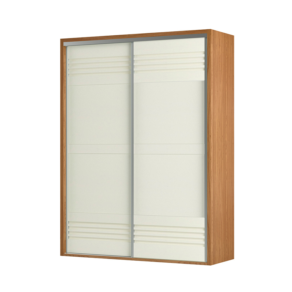 Guarda-Roupa Solteiro Girona 100% MDF 2 Portas 2 Gavetas Freijó e Off White