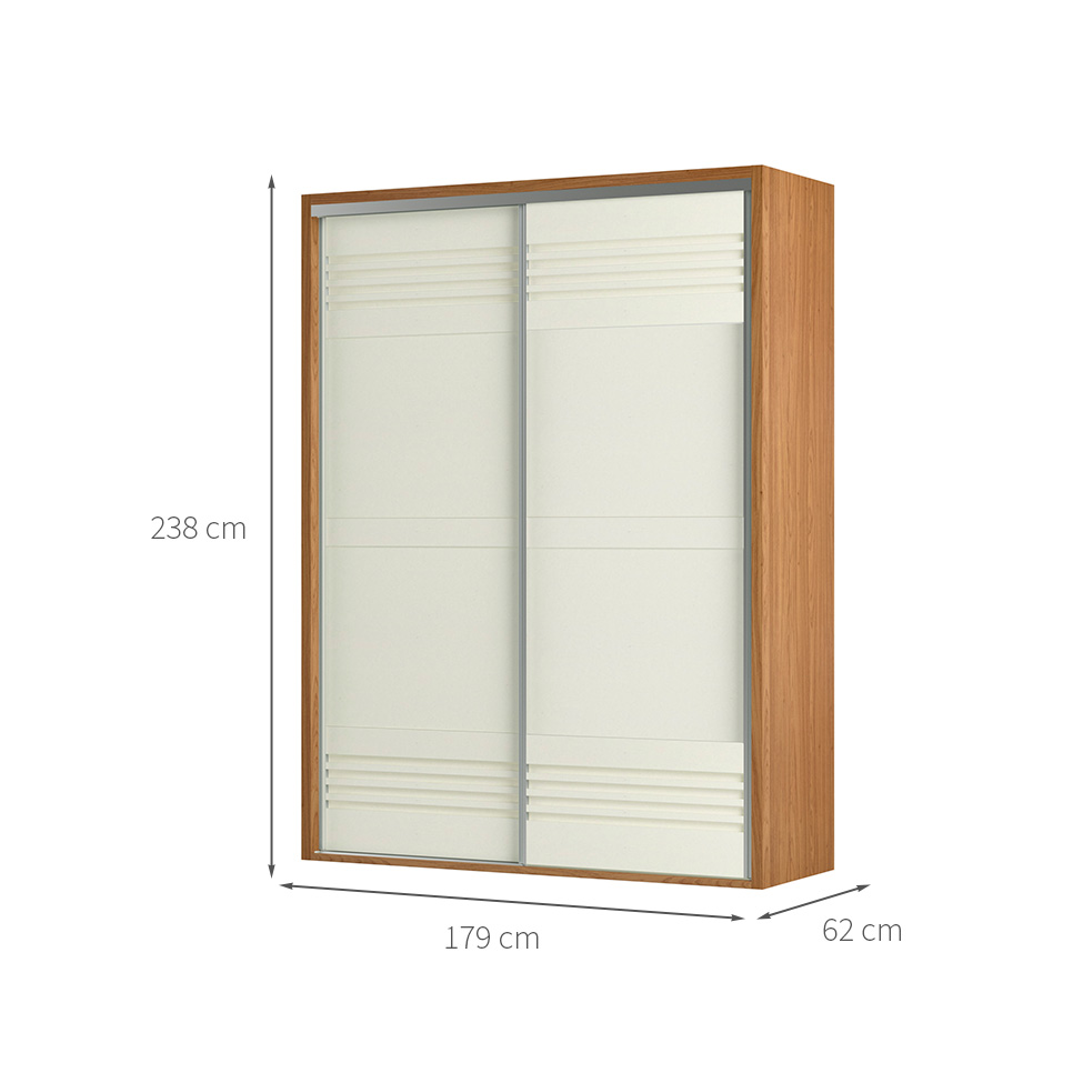 Guarda-Roupa Solteiro Girona 100% MDF 2 Portas 2 Gavetas Freijó e Off White