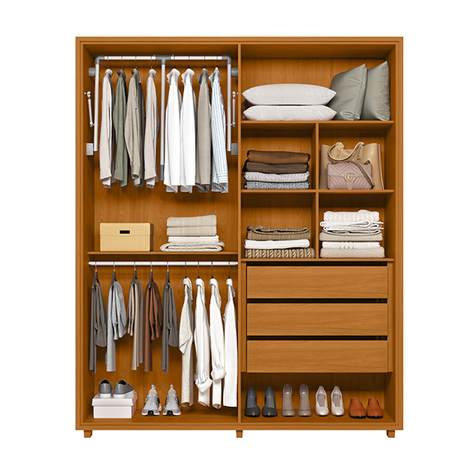 Guarda-Roupa Solteiro Greco 4 Portas 3 Gavetas Cinamomo