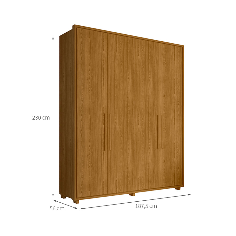 Guarda-Roupa Solteiro Greco 4 Portas 3 Gavetas Cinamomo e Off White