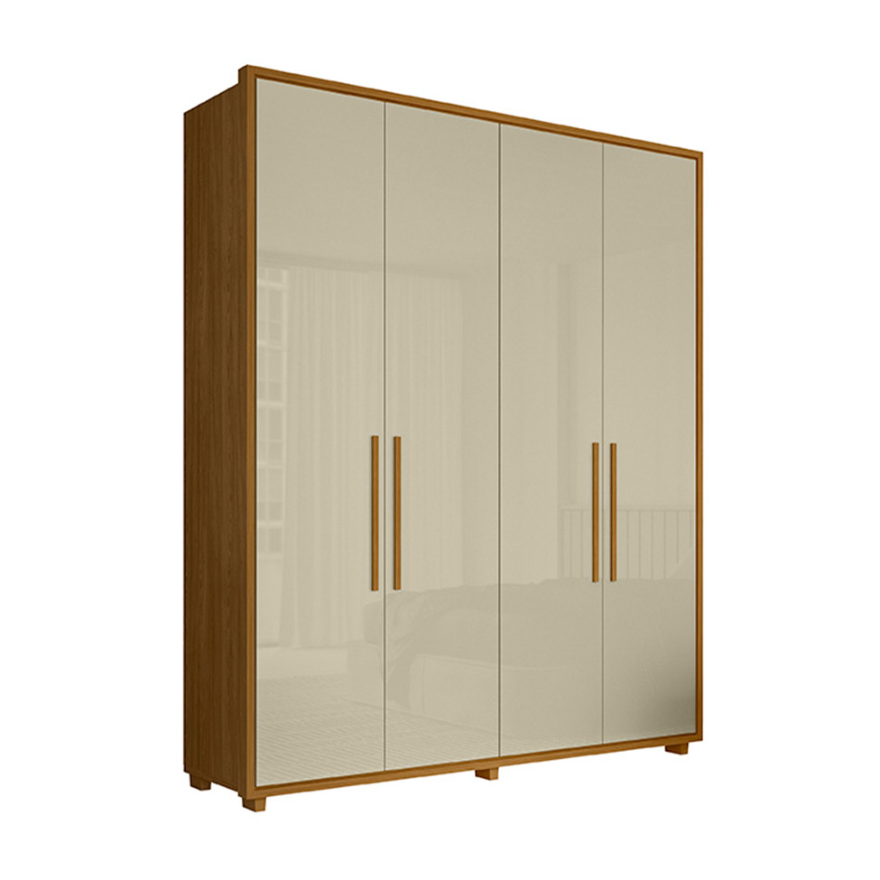 Guarda-Roupa Solteiro Greco 4 Portas 3 Gavetas Cumaru e Opala