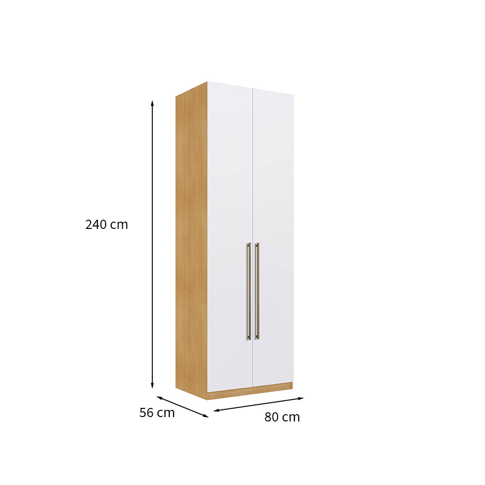 Guarda-Roupa Solteiro Infinity com Cabideiros 2 PT Savana e Branco