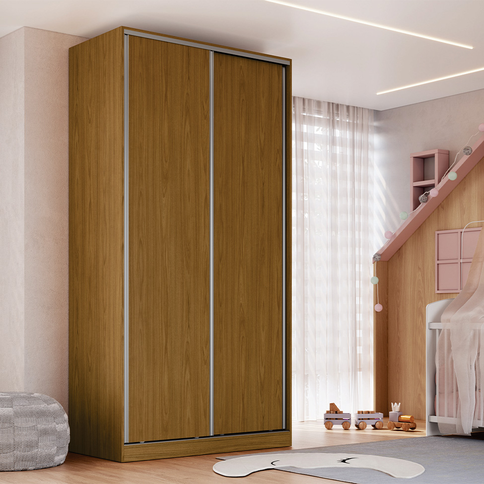 Guarda-Roupa Solteiro Lótus 2 Portas 3 Gavetas Freijó