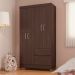 Guarda-Roupa Solteiro Lótus 4 Portas 2 Gavetas Café