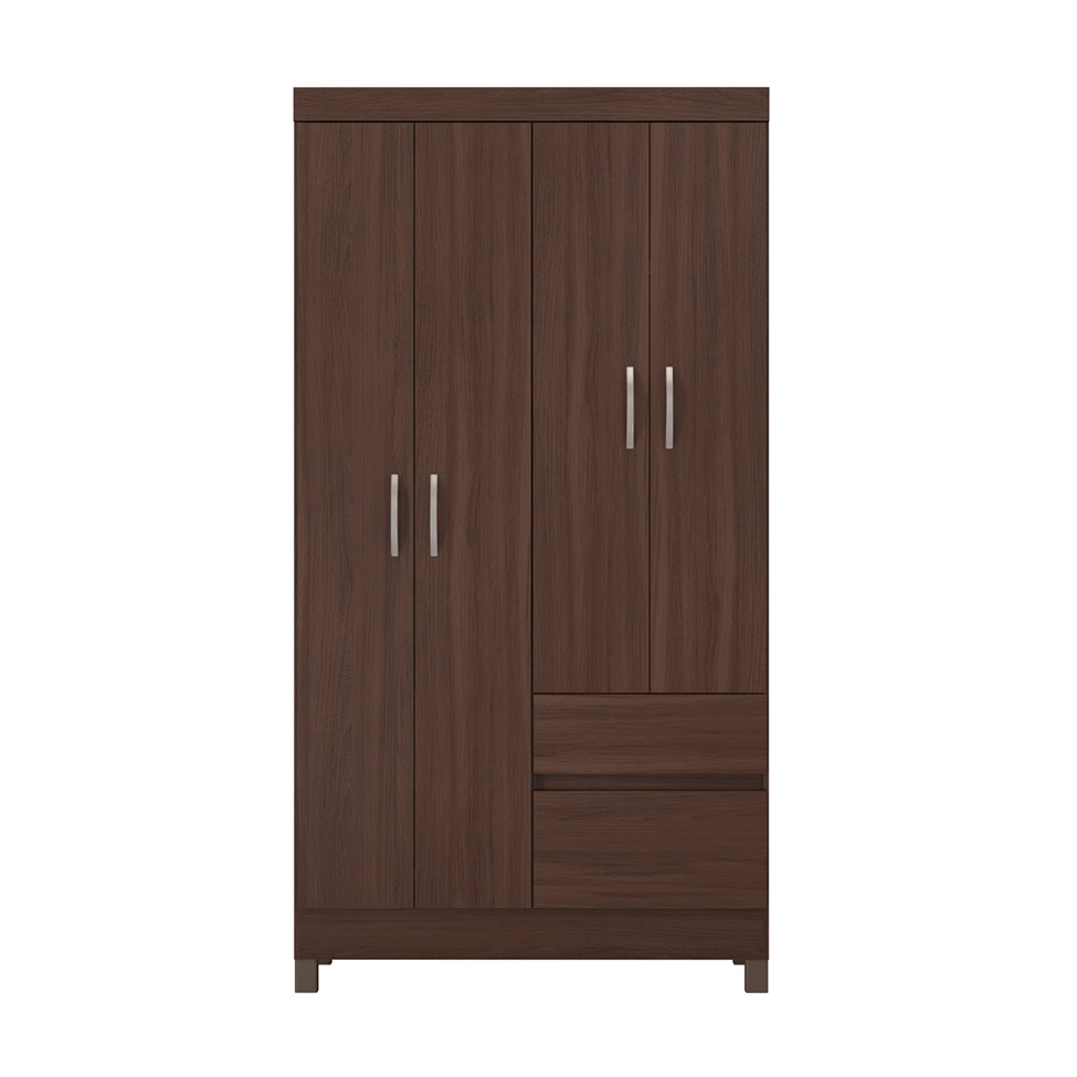 Guarda-Roupa Solteiro Lótus 4 Portas 2 Gavetas Café