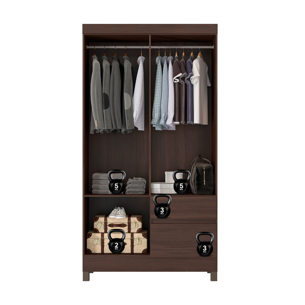 Guarda-Roupa Solteiro Lótus 4 Portas 2 Gavetas Café