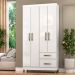Guarda-Roupa Solteiro Lisboa 4 Portas 2 Gavetas Branco