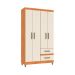 Guarda-Roupa Solteiro Lisboa 4 Portas 2 Gavetas Cinamomo e Off White