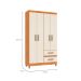 Guarda-Roupa Solteiro Lisboa 4 Portas 2 Gavetas Cinamomo e Off White