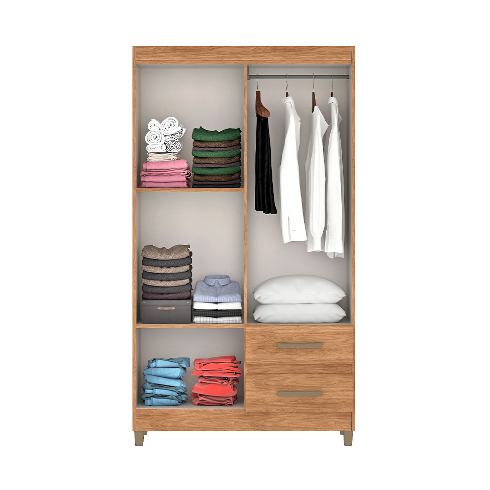 Guarda-Roupa Solteiro Lisboa 4 Portas 2 Gavetas Mel