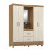 Guarda-Roupa Solteiro Lord 4 Portas 2 Gavetas Amêndola e Off White