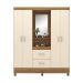 Guarda-Roupa Solteiro Lord 4 Portas 2 Gavetas Amêndola e Off White
