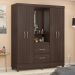 Guarda-Roupa Solteiro Lord 4 Portas 2 Gavetas Café