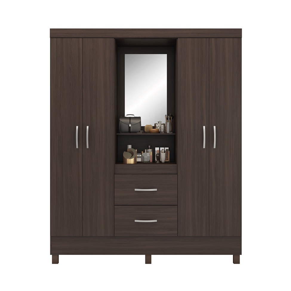 Guarda-Roupa Solteiro Lord 4 Portas 2 Gavetas Café