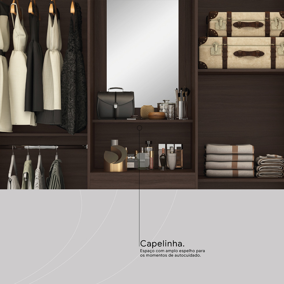 Guarda-Roupa Solteiro Lord 4 Portas 2 Gavetas Café