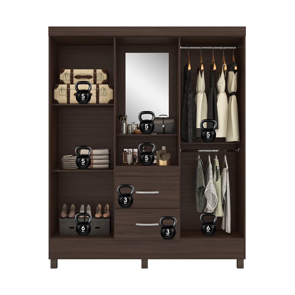 Guarda-Roupa Solteiro Lord 4 Portas 2 Gavetas Café