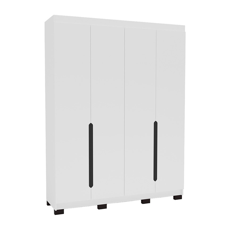 Guarda-Roupa Solteiro Madrid 4 Portas 4 Gavetas Branco