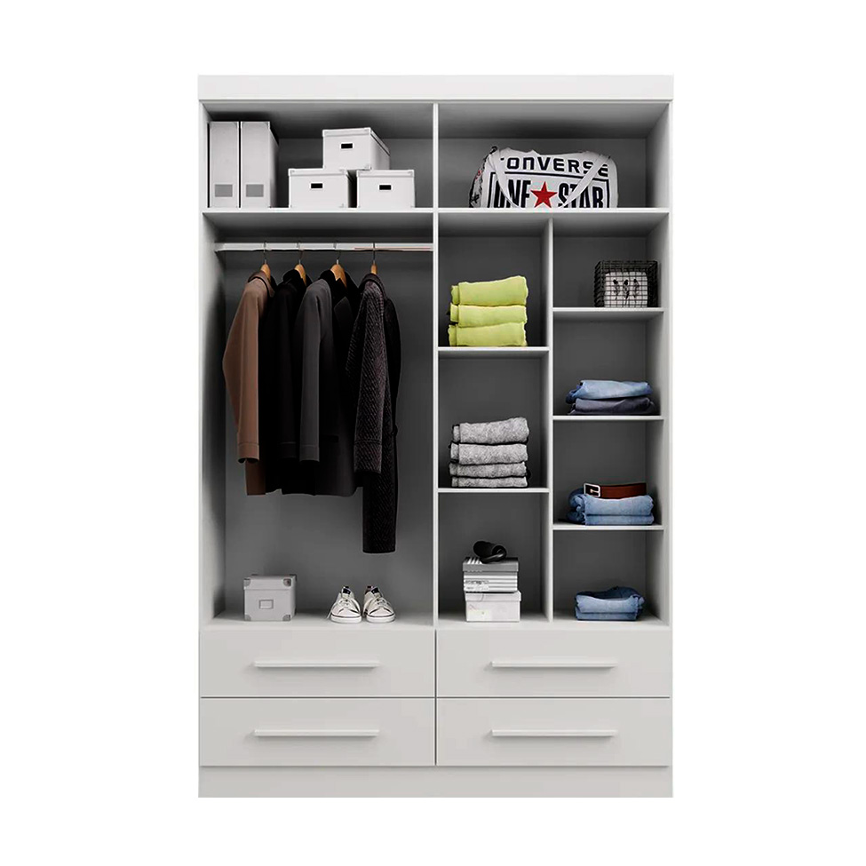 Guarda-Roupa Solteiro Majestic 4 Portas 4 Gavetas Branco