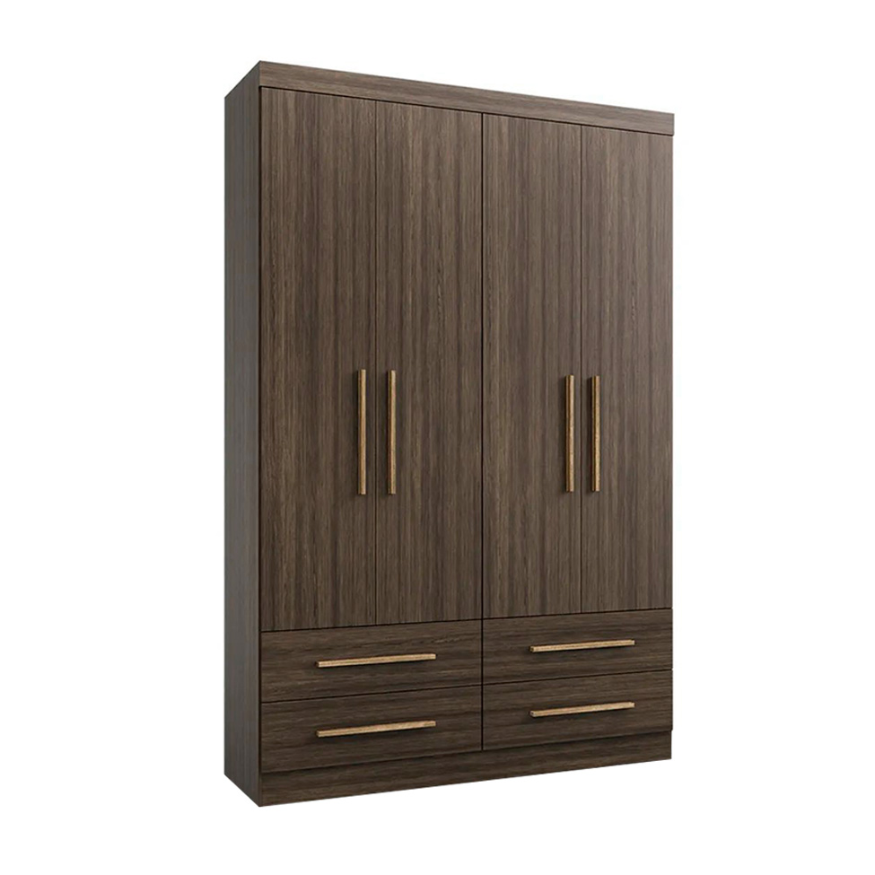 Guarda-Roupa Solteiro Majestic 4 Portas 4 Gavetas Capuccino