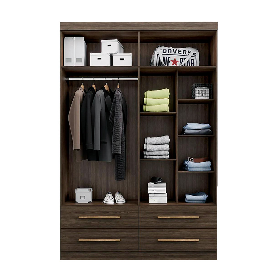 Guarda-Roupa Solteiro Majestic 4 Portas 4 Gavetas Capuccino