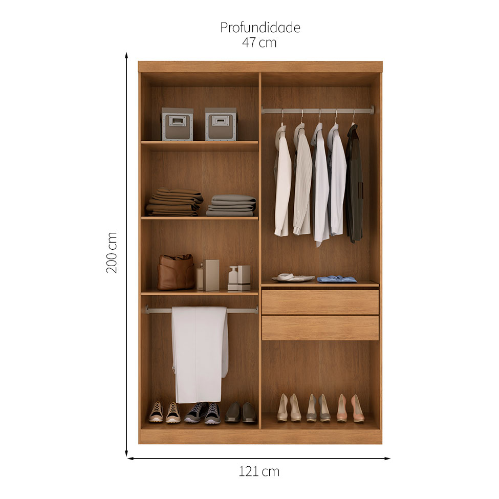 Guarda-Roupa Solteiro Malibu 4 PT 2 GV Imbuia