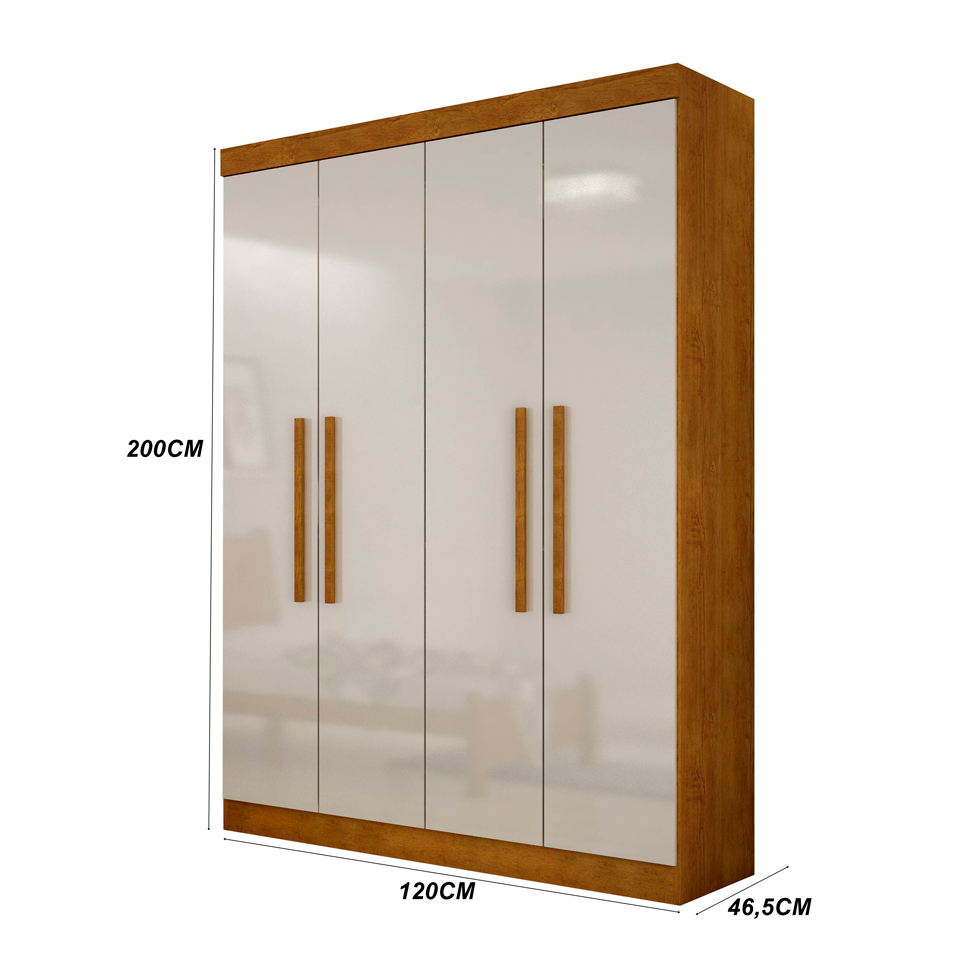 Guarda-Roupa Solteiro Malibu 4 PT Imbuia e Off White