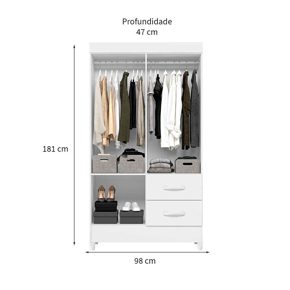 Guarda-Roupa Solteiro Mobi Flex 4 Portas 2 Gavetas Branco