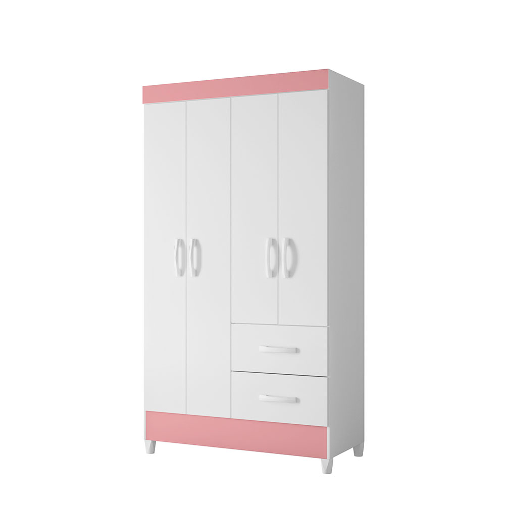 Guarda-Roupa Solteiro Mobi Flex 4 Portas 2 Gavetas Branco