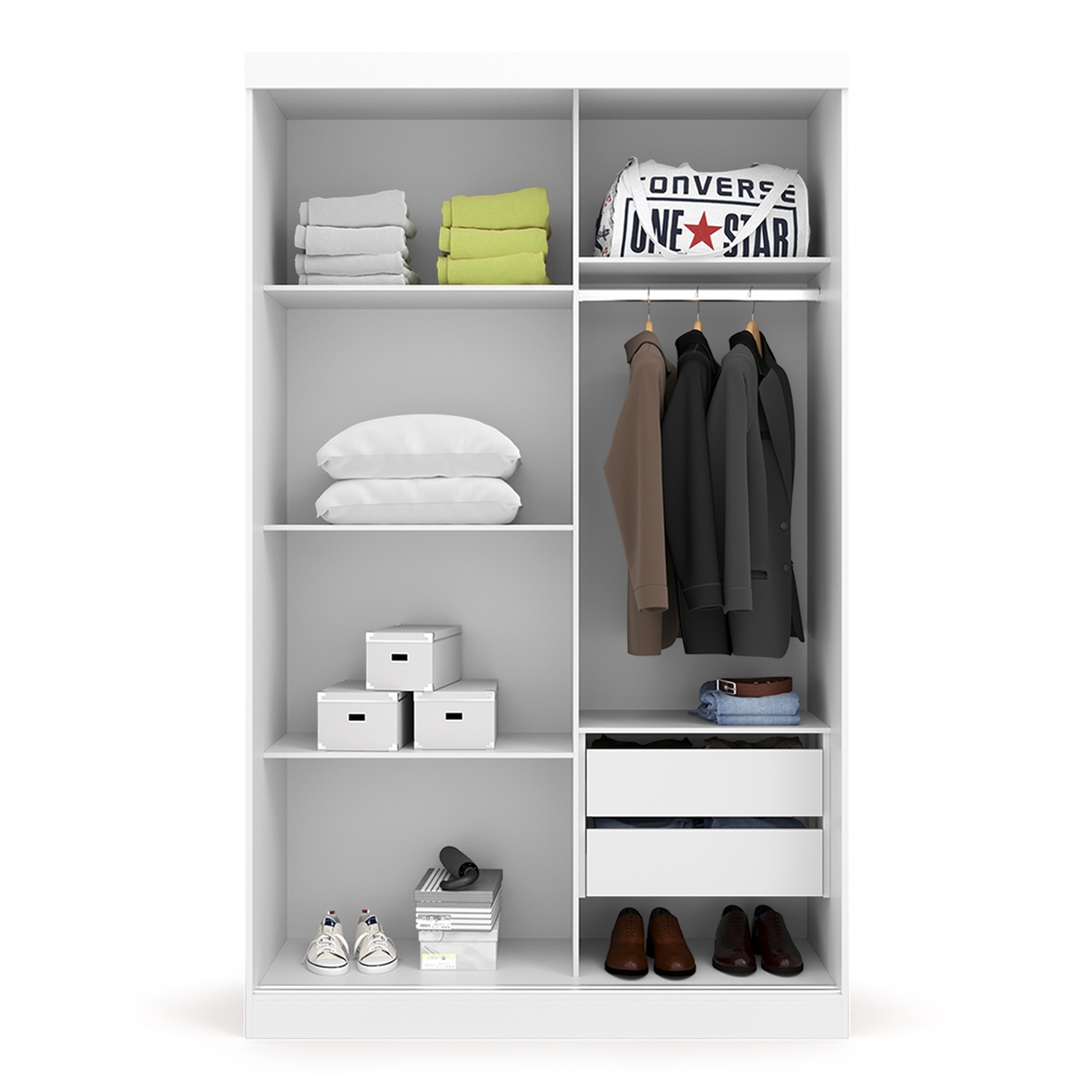 Guarda-Roupa Solteiro Modulado Gênova 2 Portas 2 Gavetas Branco