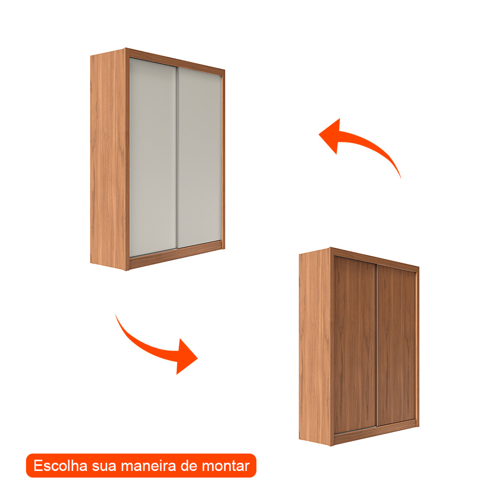 Guarda-Roupa Solteiro Montclair Flex 2 Portas 4 Gavetas Off White e Canela