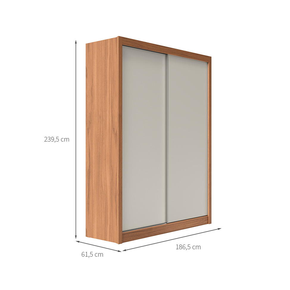 Guarda-Roupa Solteiro Montclair Flex 2 Portas 4 Gavetas Off White e Canela