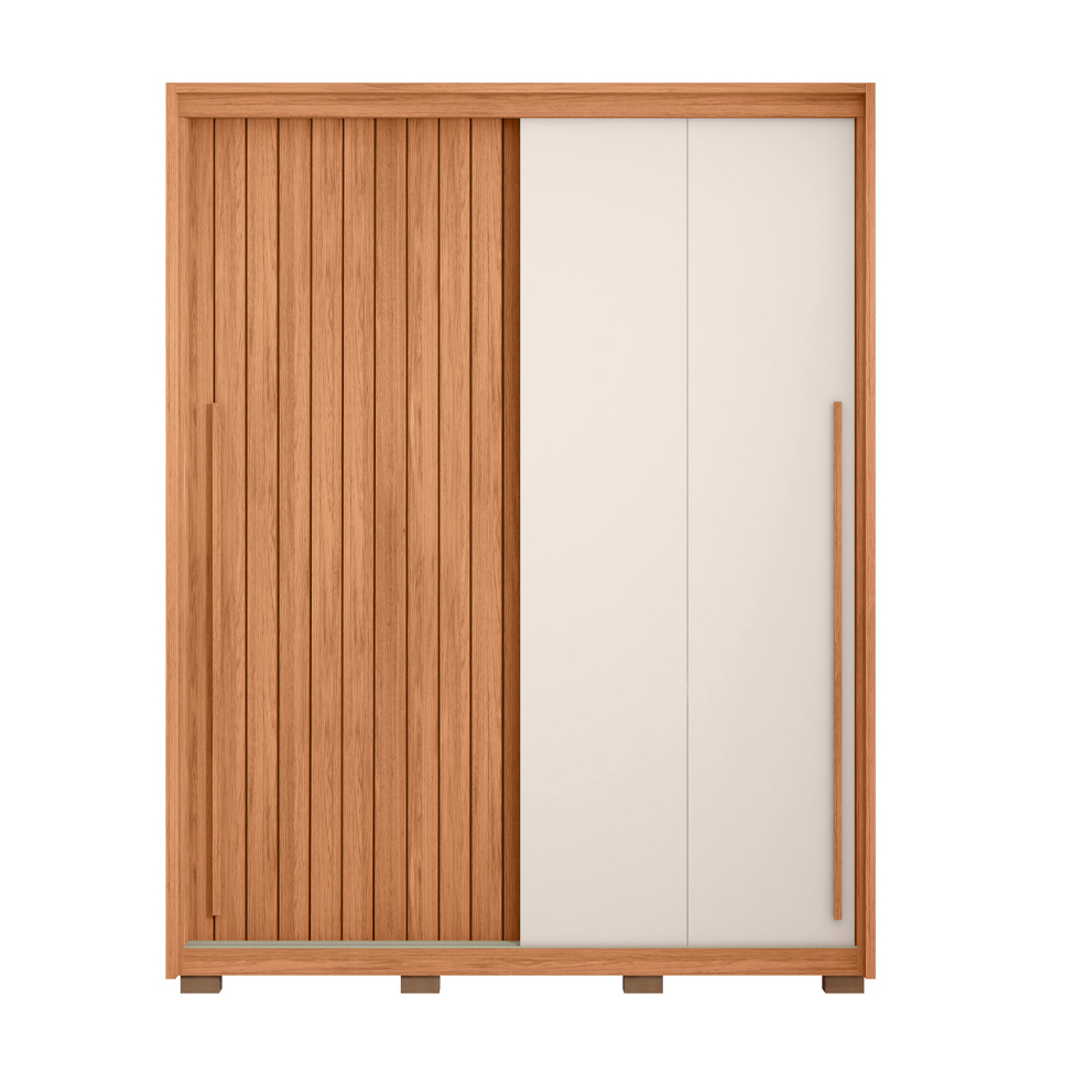 Guarda-Roupa Solteiro Moviment Ripado Flex 2 Portas 3 Gavetas Freijó