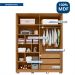 Guarda-Roupa Solteiro New Apollo Ripado 4 Portas 3 Gavetas Buriti e Fendi
