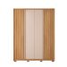 Guarda-Roupa Solteiro New Apollo Ripado 4 Portas 3 Gavetas Buriti e Off White