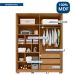 Guarda-Roupa Solteiro New Apollo Ripado 4 Portas 3 Gavetas Buriti e Off White