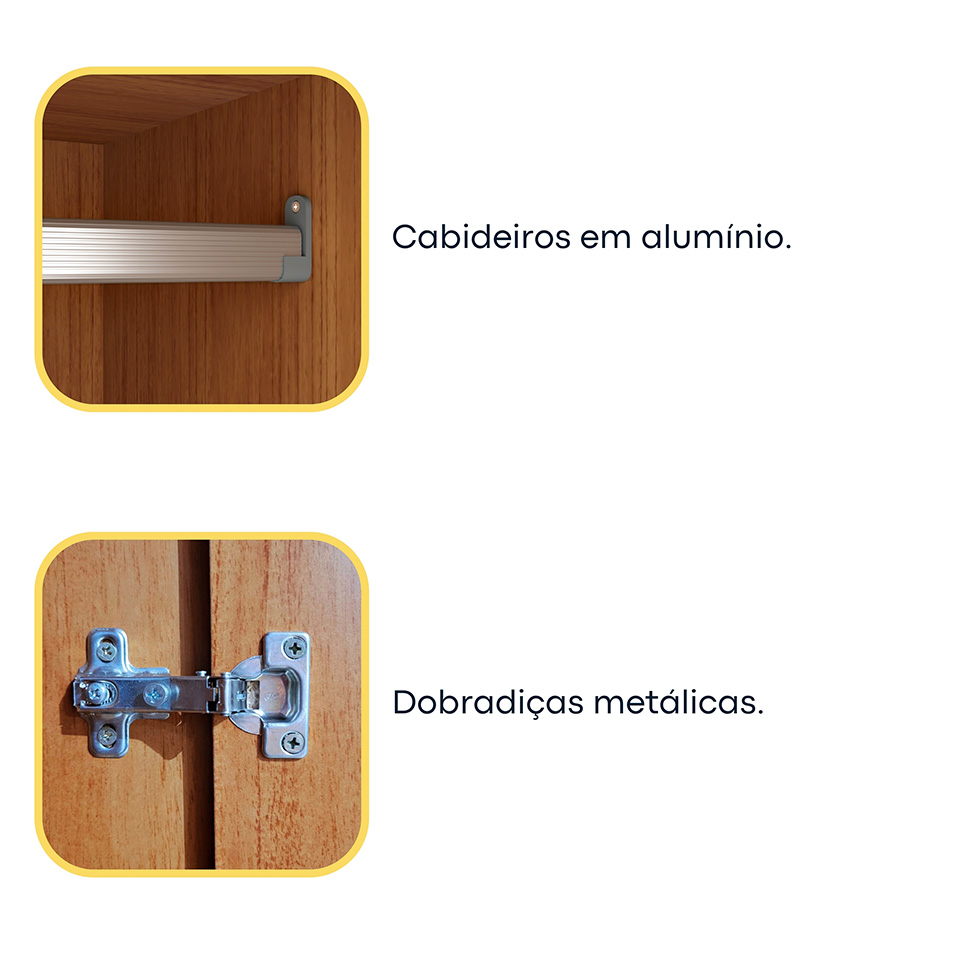 Guarda-Roupa Solteiro Oregon I 4 Portas 2 Gavetas Cinamomo