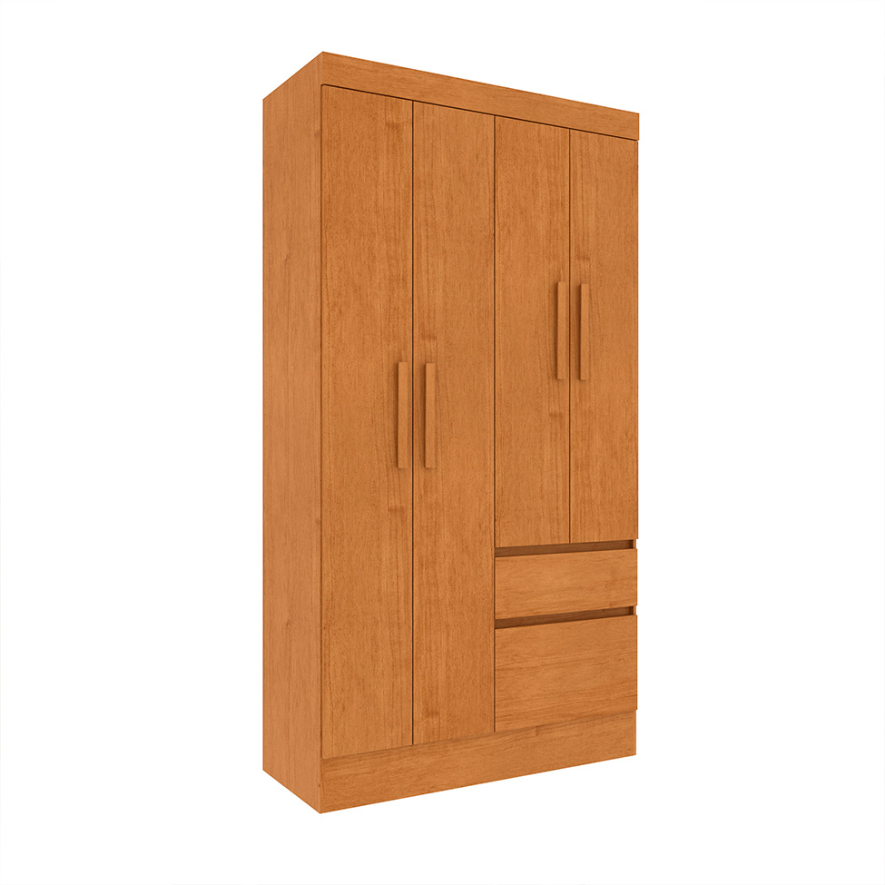Guarda-Roupa Solteiro Oregon I 4 Portas 2 Gavetas Cinamomo