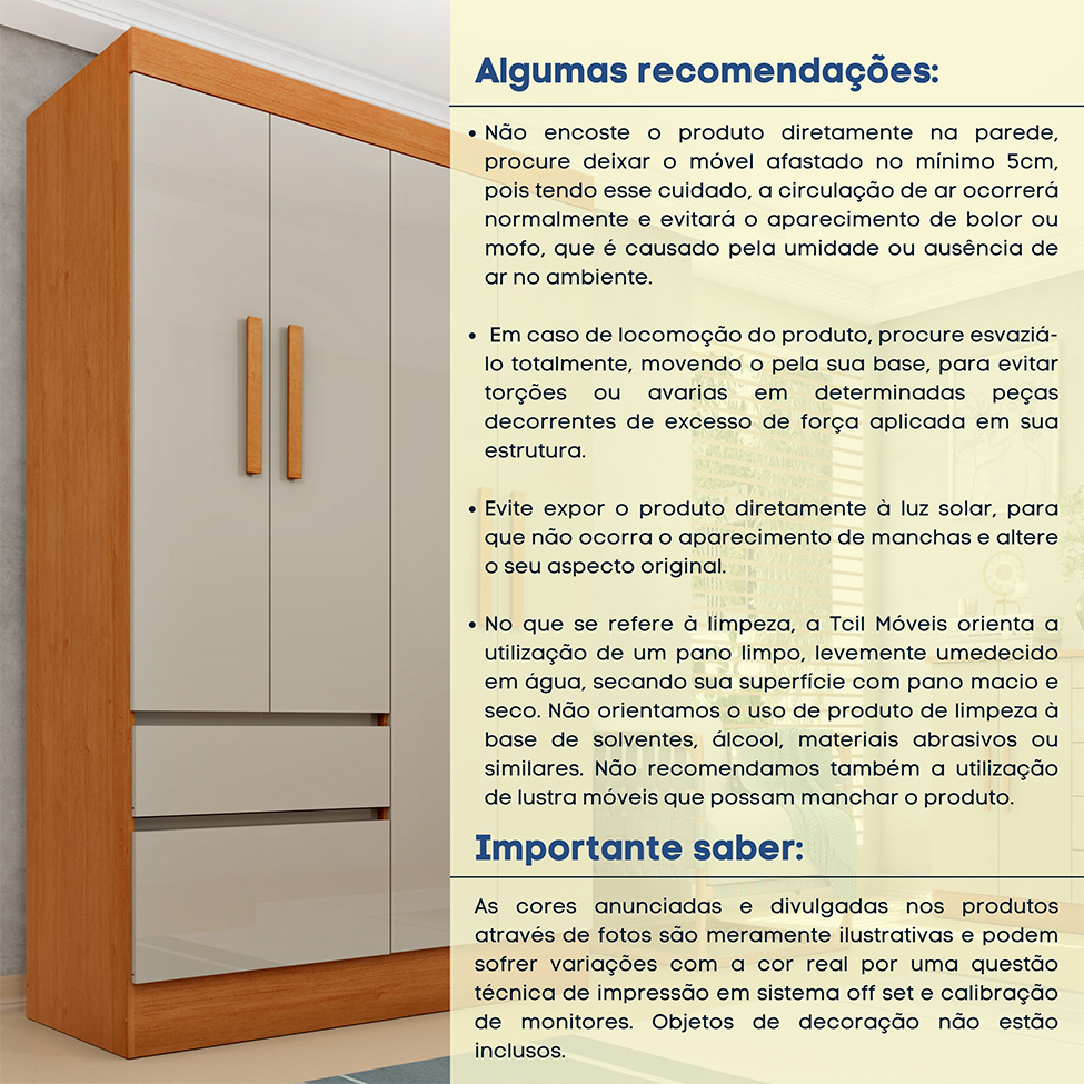 Guarda-Roupa Solteiro Oregon I 4 Portas 2 Gavetas Cinamomo e Off White