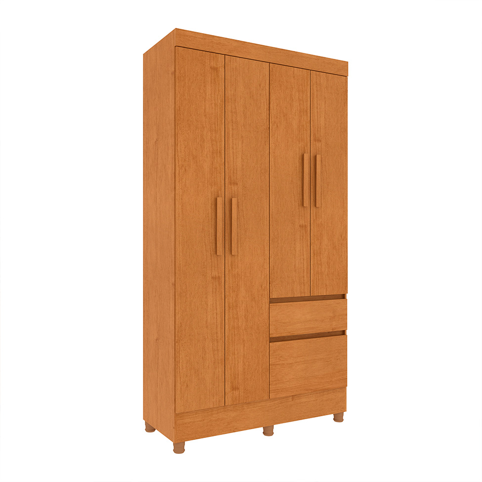 Guarda-Roupa Solteiro Oregon II 4 Portas 2 Gavetas Cinamomo