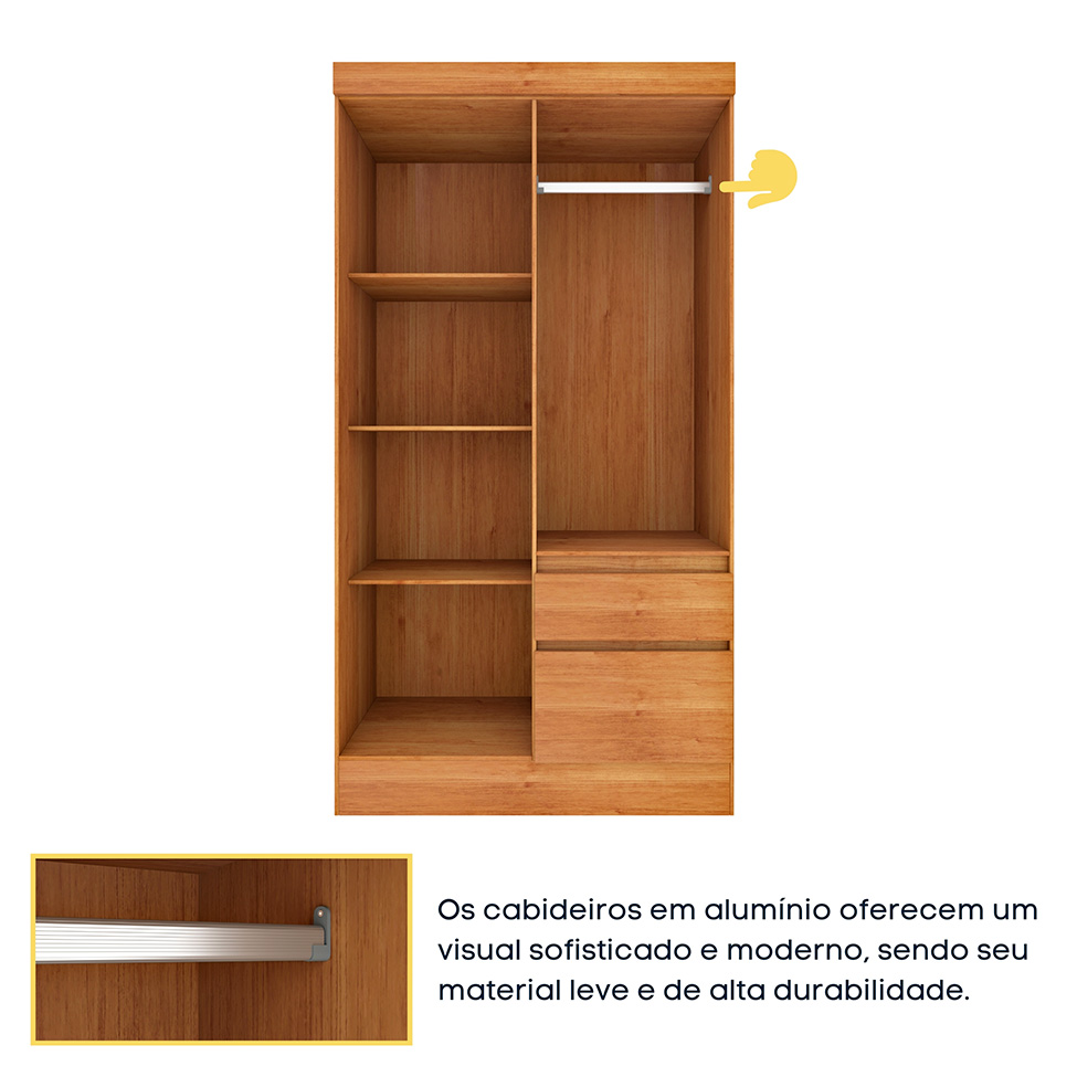Guarda-Roupa Solteiro Oregon II 4 Portas 2 Gavetas Cinamomo