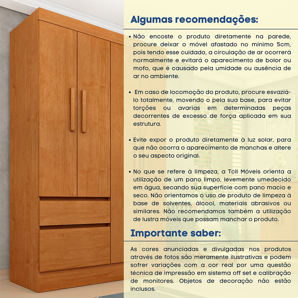 Guarda-Roupa Solteiro Oregon II 4 Portas 2 Gavetas Cinamomo