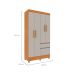 Guarda-Roupa Solteiro Oregon II 4 Portas 2 Gavetas Cinamomo e Off White