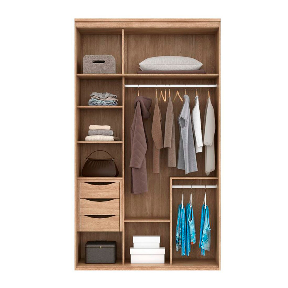 Guarda-Roupa Solteiro Originale 3 Portas 3 Gavetas Carvalho 134 cm